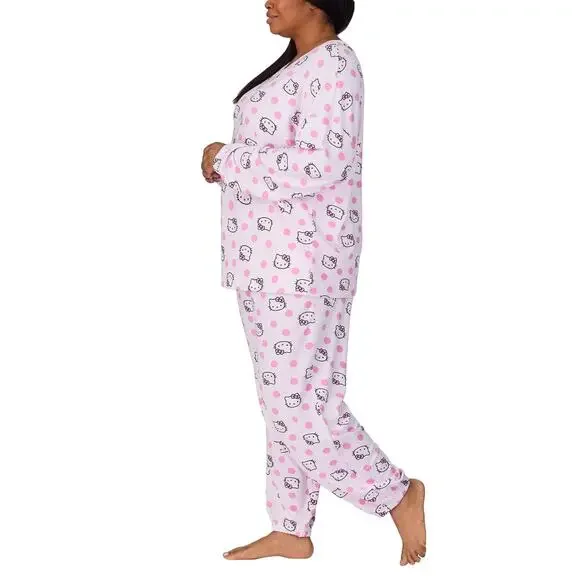 NWT Hello Kitty Women's 2-PC Printed Long Sleeve Soft Jersey Pajama Lounge Set - Picture 7 of 11